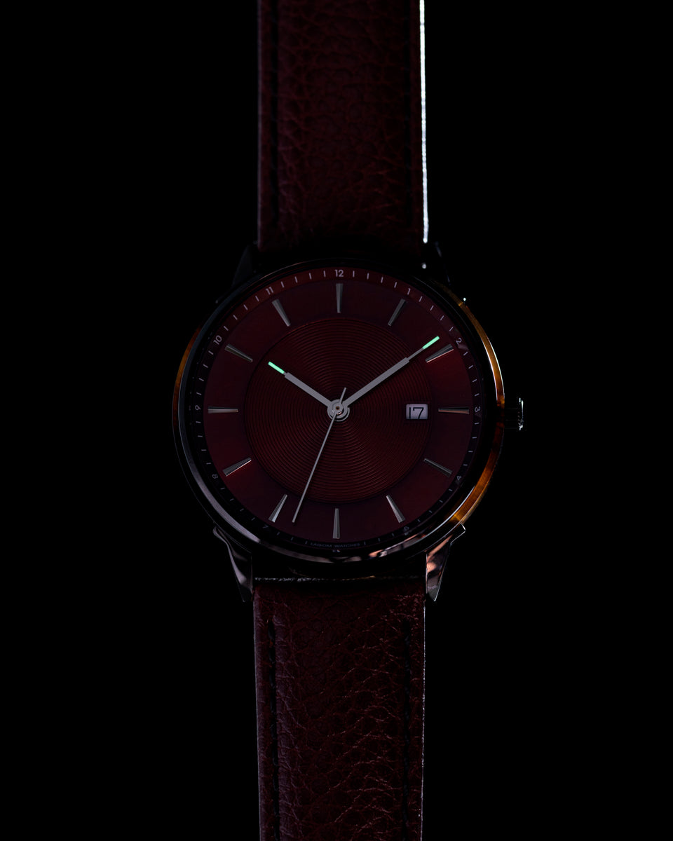 LW105-Black.MahoganyRed.BrownLizard – LAGOM Watches